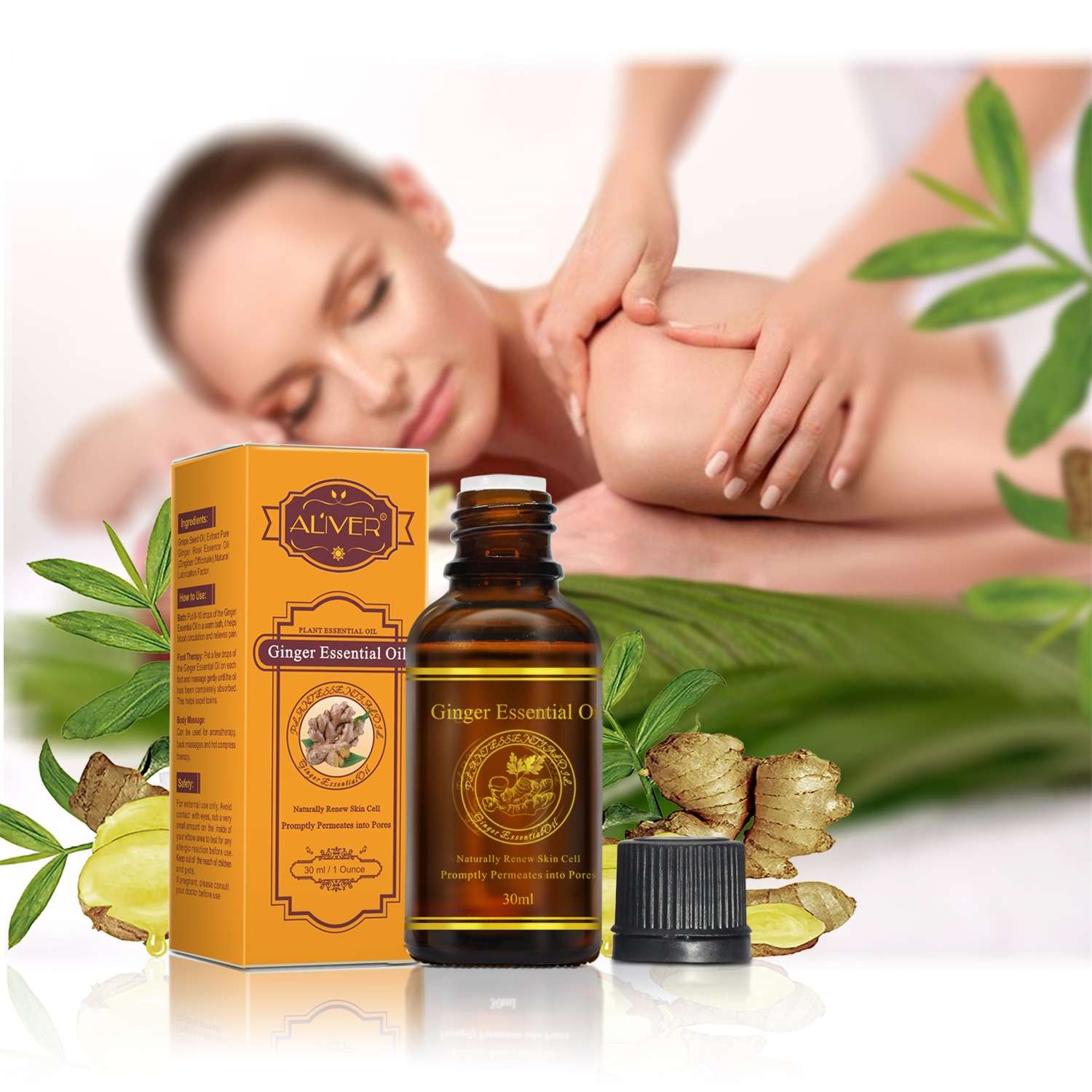 30ml Ginger Essential Oil Body Massage Oil Thermal Body Ginger ...