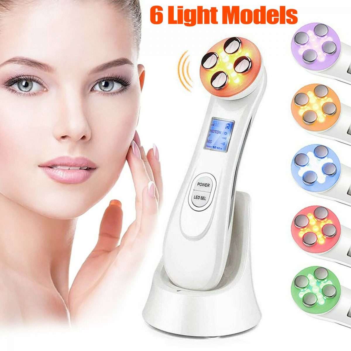 5 in 1 Face Skin Tightening Machine RF LED Light Photon Therapy Face ...
