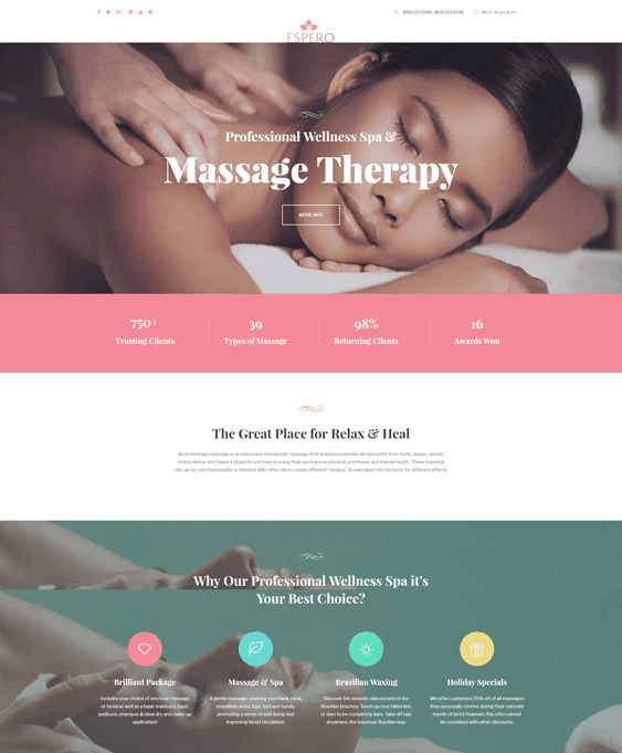 5 of the Best WordPress Themes for Massage Therapists &  Masseurs  down