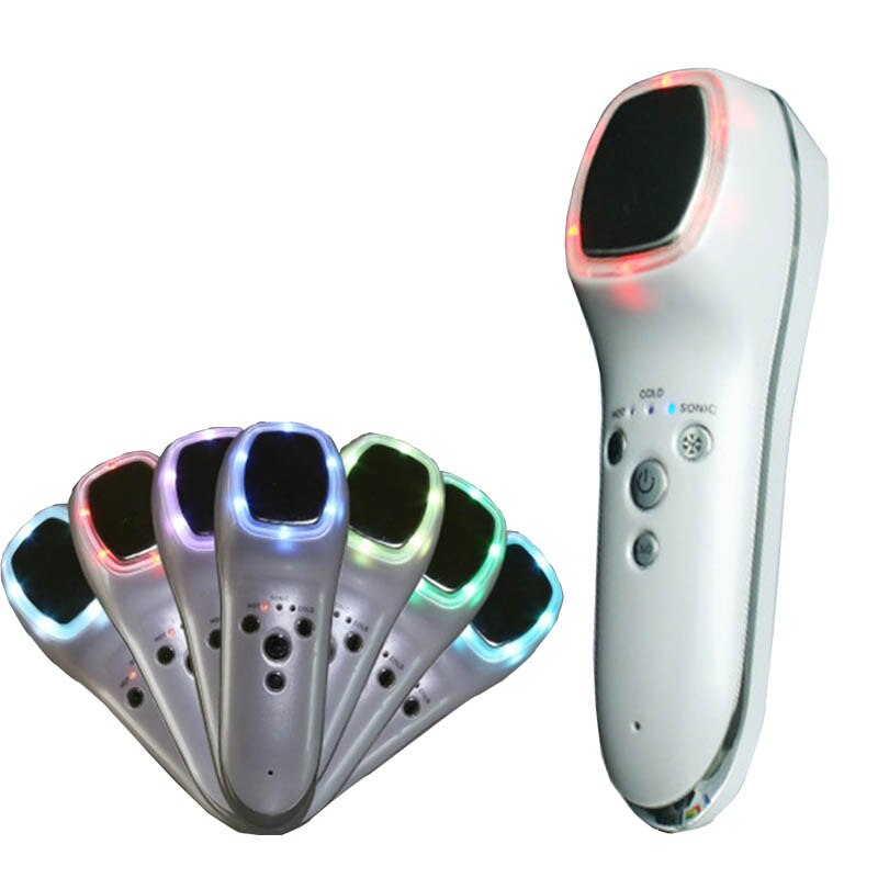 7 LED Light Photon Ultrasonic Cryotherapy Hot Cold Hammer Face Lifting ...