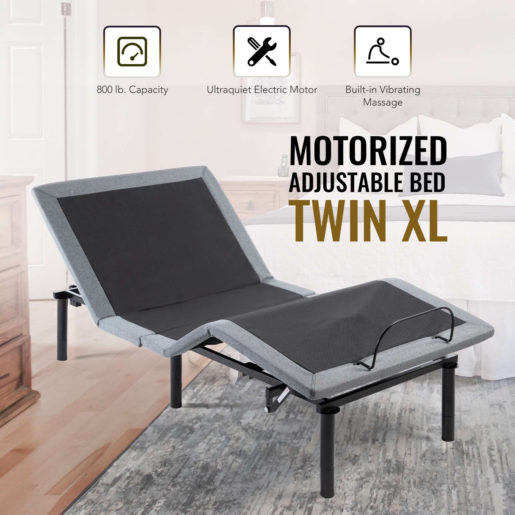 Adjustable Twin XL Bed Frame with Remote Control, USB Ports, &  Massage ...
