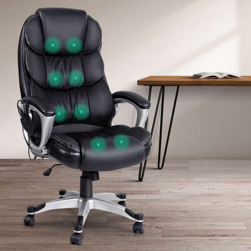 Artiss 8 Point Heated Massage Office Chair Vibration Executive Computer ...