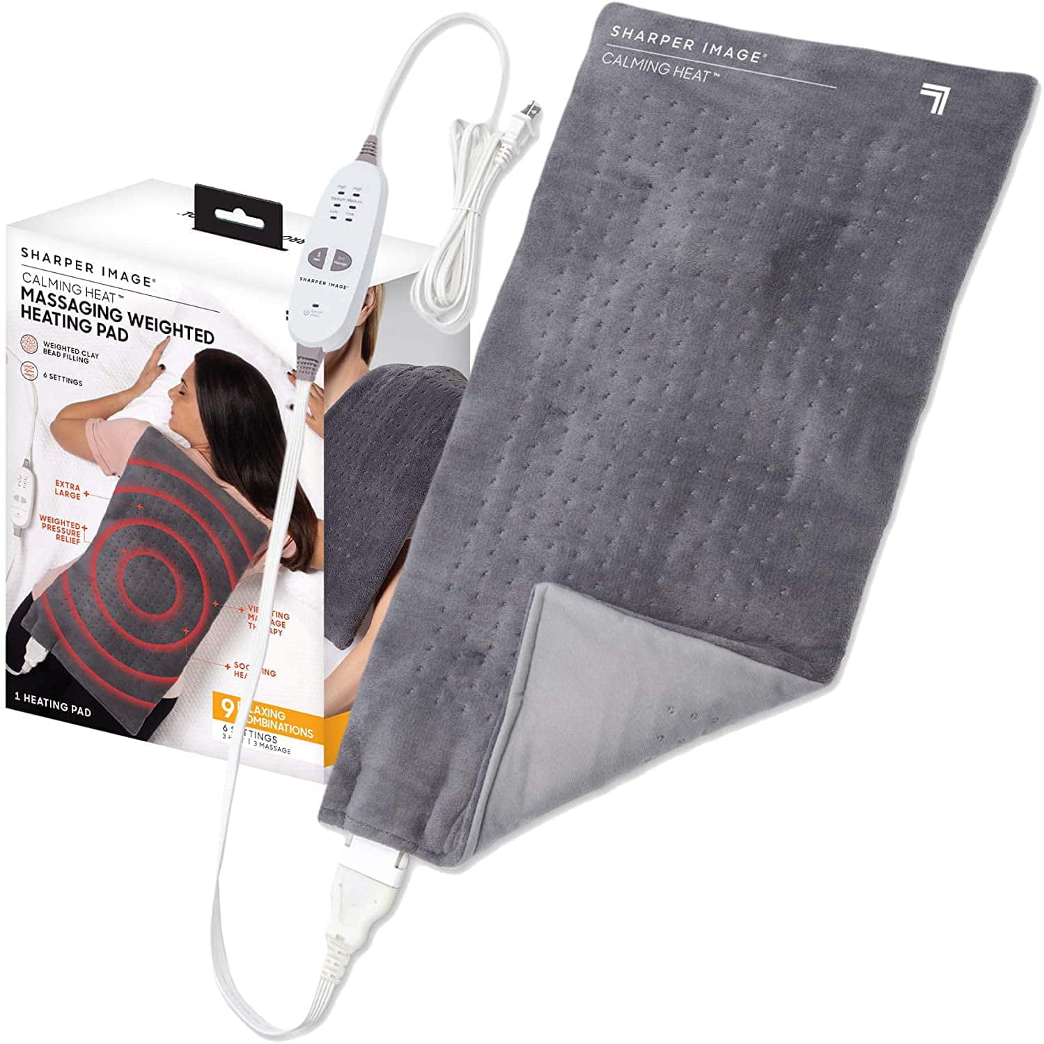 Calming Heat Massaging Weighted Heating Pad by Sharper Image