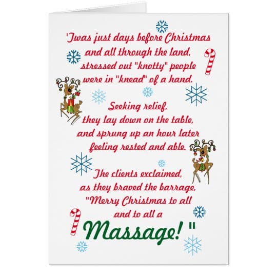 Cute Funny Massage Therapy Christmas Holiday Card