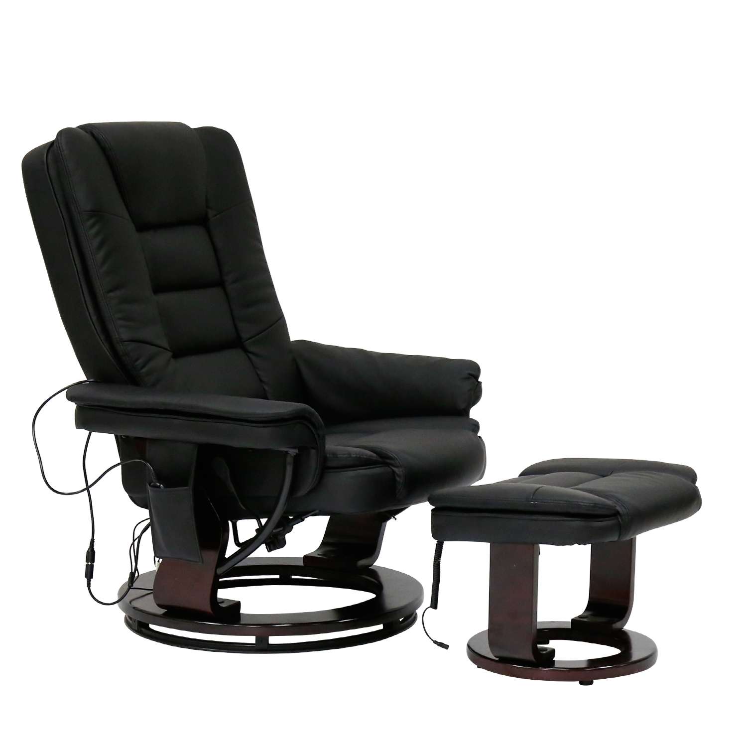 Kinbor Black PU Leather Massage Chair Recliner Ottoman w ...