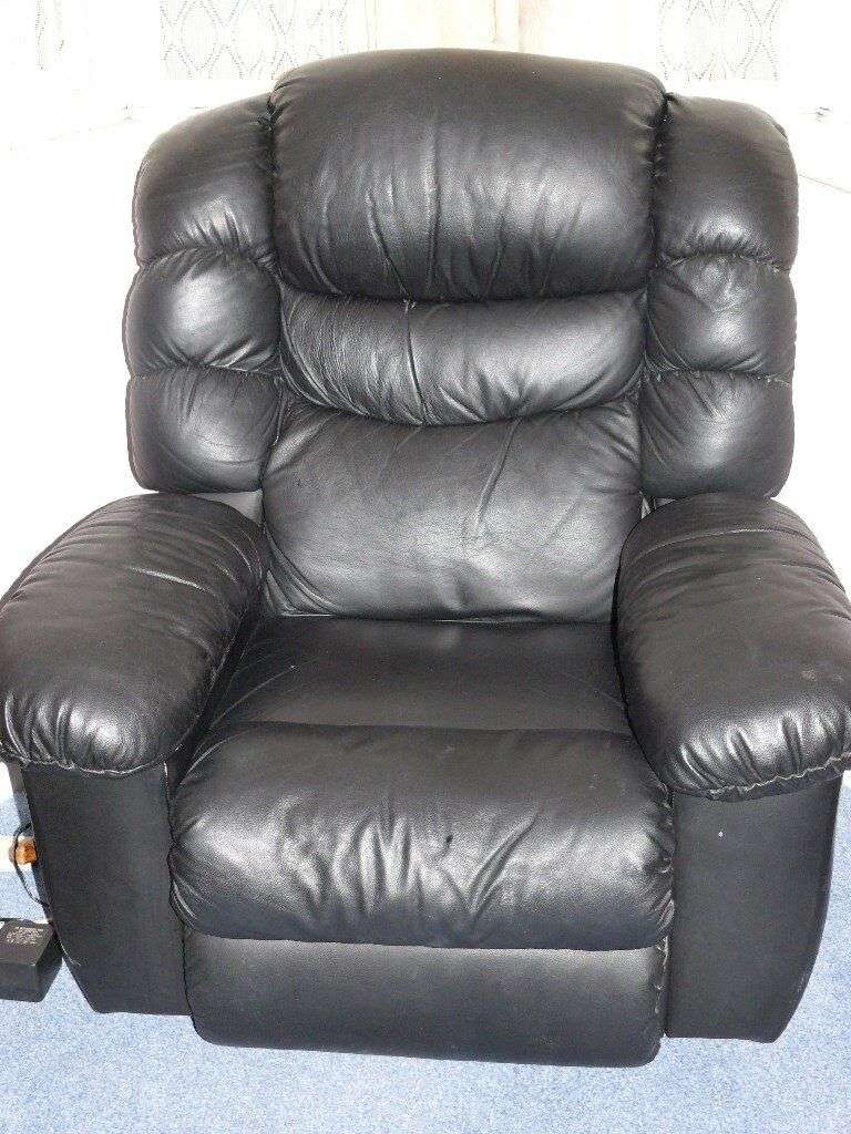 Lazy Boy black leather recliner with built in heat/back massage and ...
