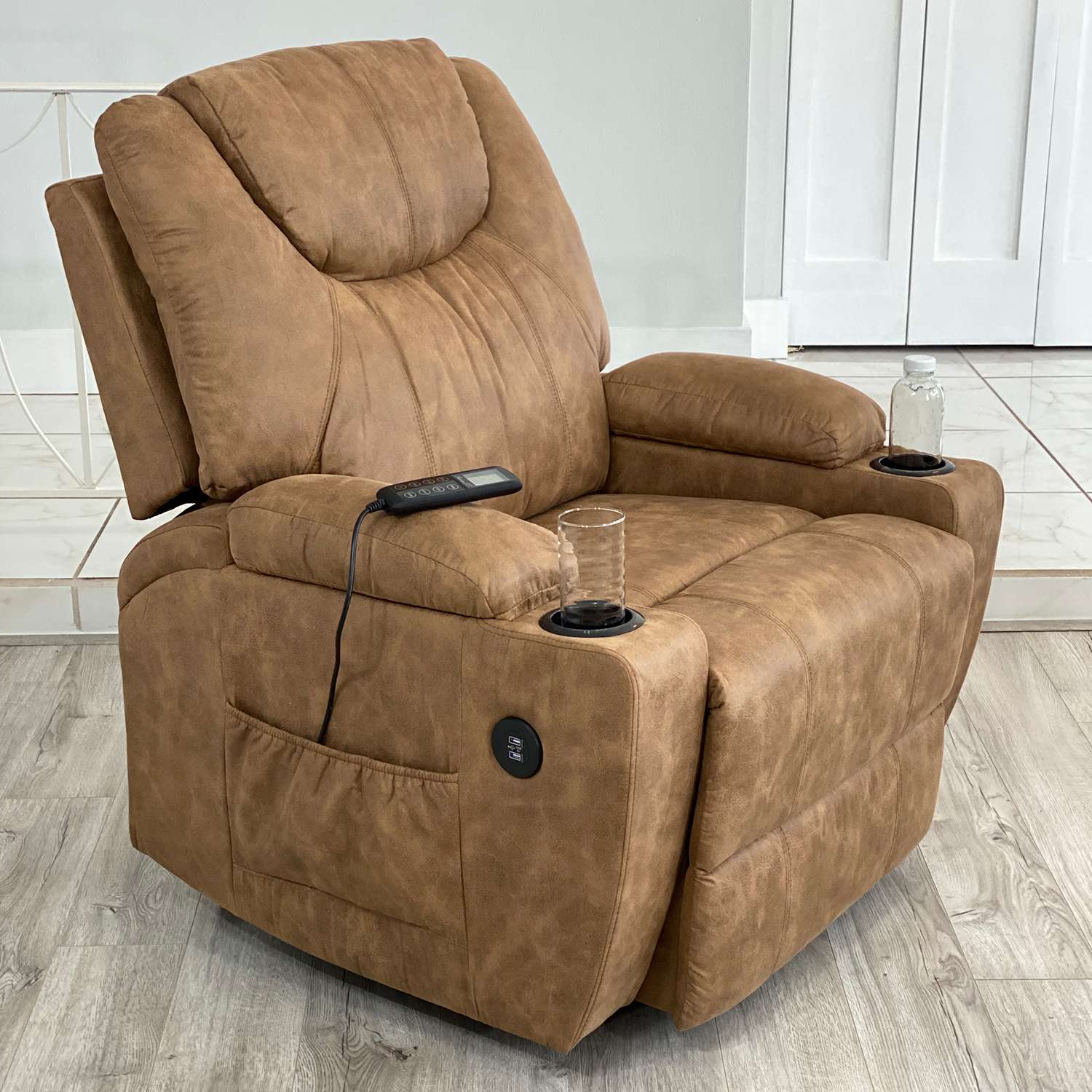 Lifesmart Power Lift Chair with Heat and Massage in Brown ...