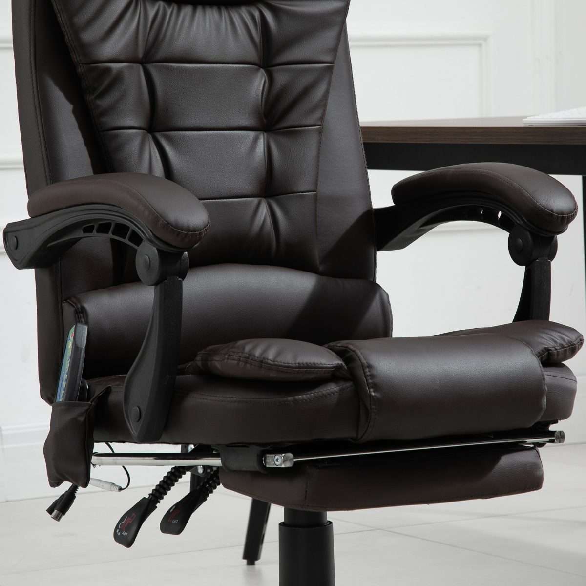 Massage Office Chair w/ Heating Function Reclining Back Adjustable ...