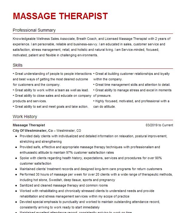 Massage Therapist Resume Example Dr.Diane Sinos Chiropractic Health ...