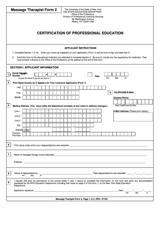 Massage Therapy Form 2