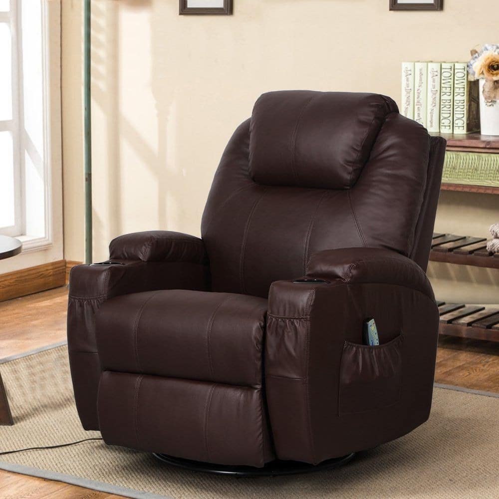 Massage Therapy Lazy Boy Leather Recliner Chair Heat Club Seat Rocker ...