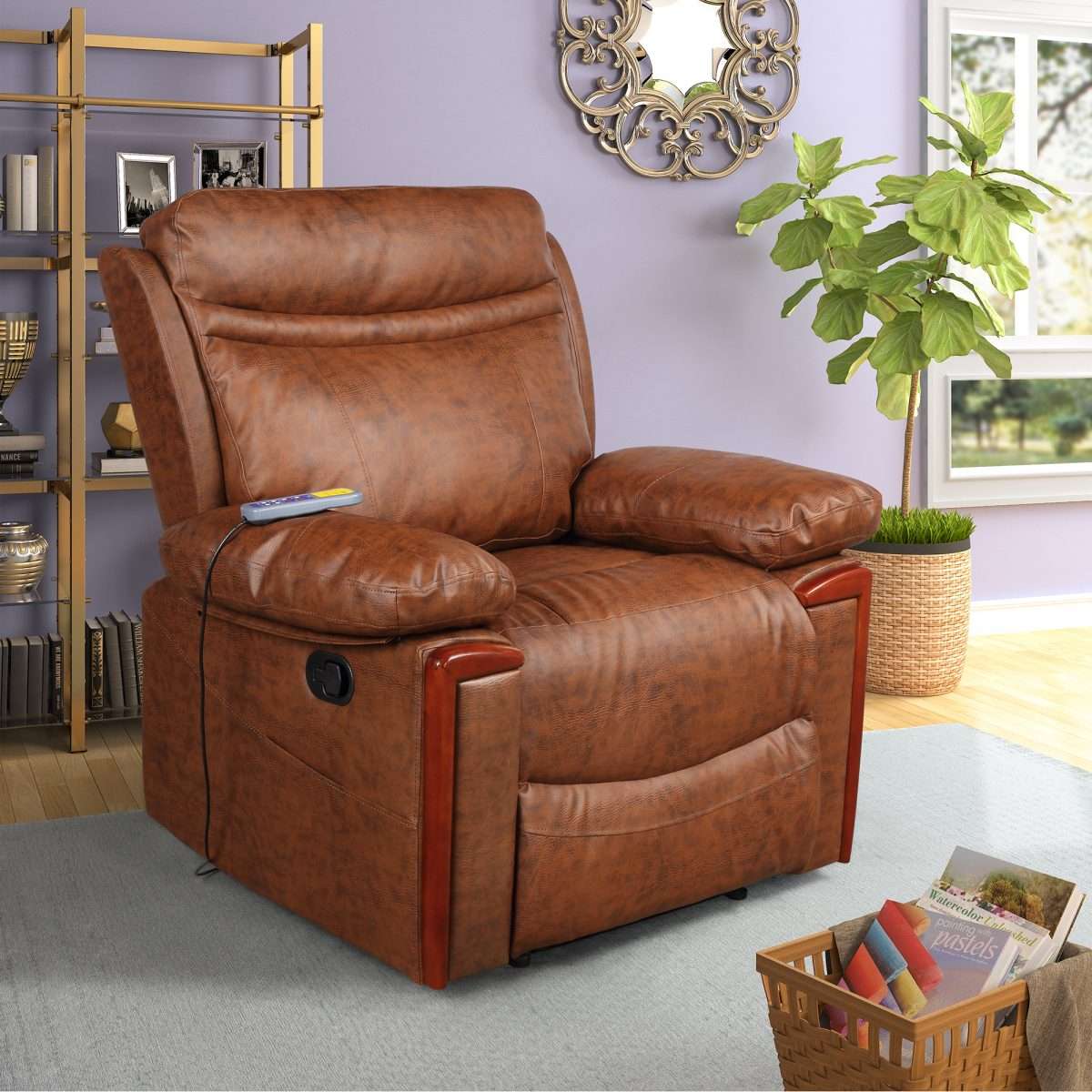 Merax PU Leather Power Massage Recliner with Remote Control, 8 Heat ...