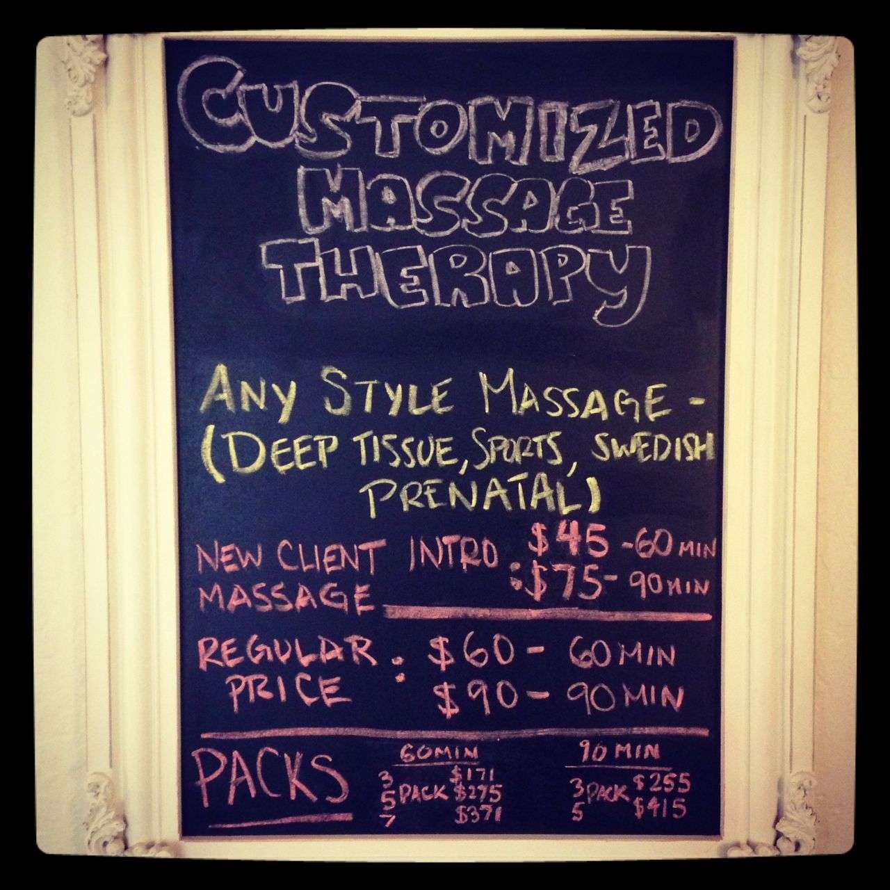 My price board. Best deal in town. #massage #massagetherapist # ...