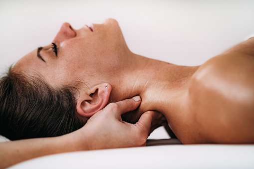 Neck Sports Massage Therapy Stock Photo