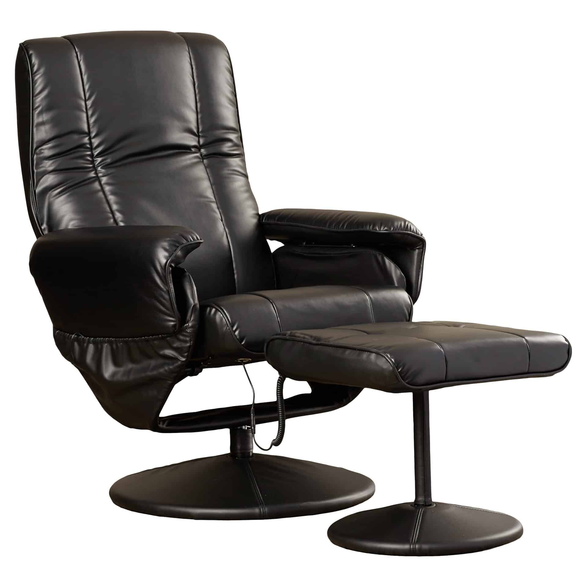 Symple Stuff Leather Heated Reclining Massage Chair with Ottoman ...
