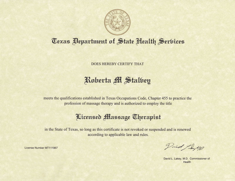 Texas Department Of State Health Services Massage License Renewal