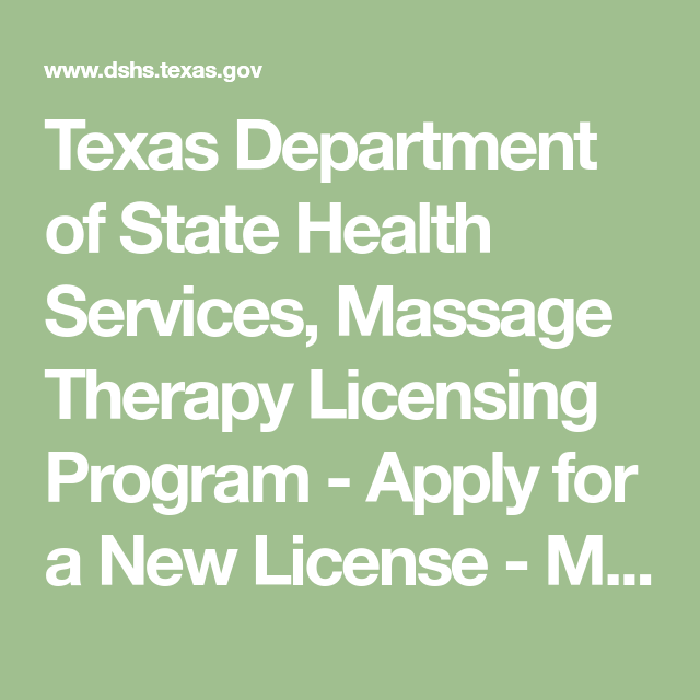 Texas Health Department Massage Therapy