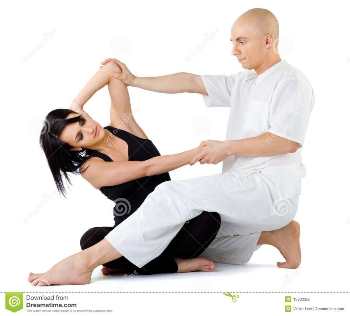 Thai massage stretching stock photo. Image of sitting
