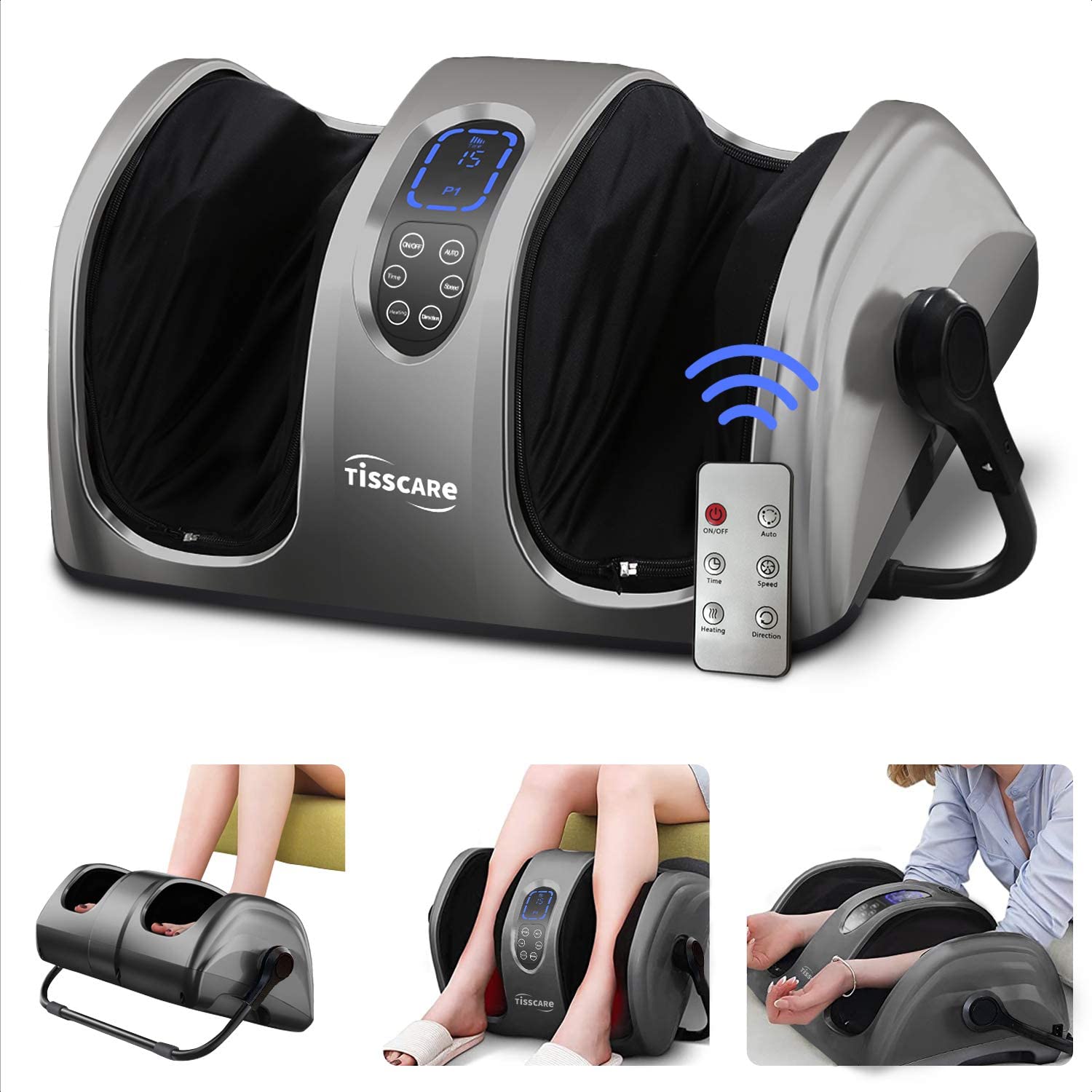 TISSCARE Foot Massager Machine with Heat and Remote, Shiatsu Foot and ...