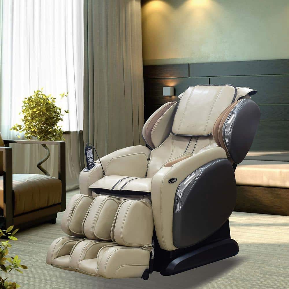 TITAN Osaki Ivory Faux Leather Reclining Massage Chair