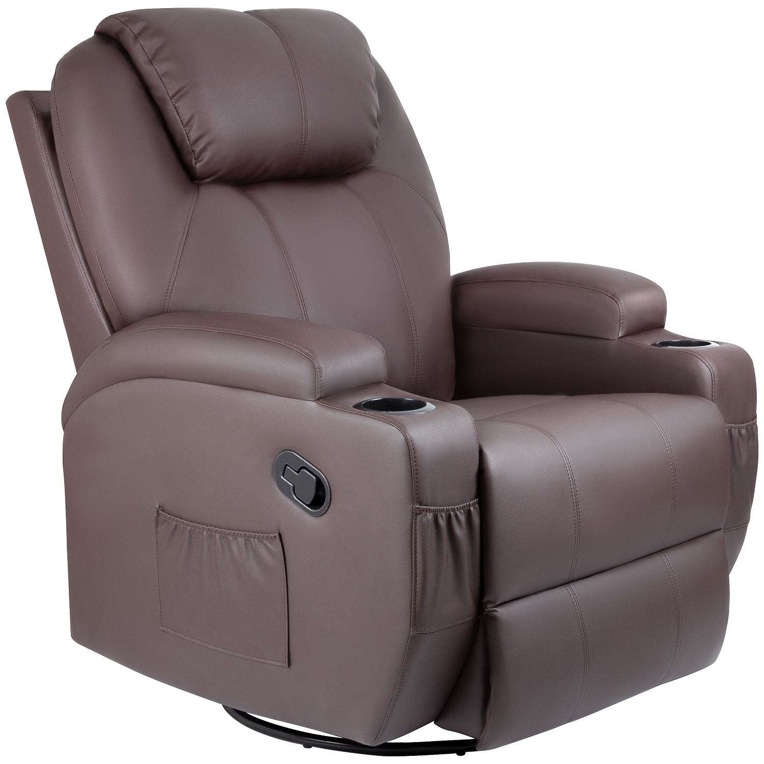 Walnew Swivel Rocker Recliner with Massage and Heat, Brown ...