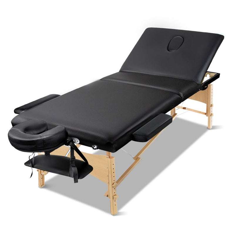 Zenses Wooden Portable Massage Table 3 Fold Beauty Therapy Bed Waxing ...